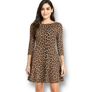Kate Spade NY 6 Leopard Cheetah Print Ponte Stretch Fit & Flare Dress w/ Pockets